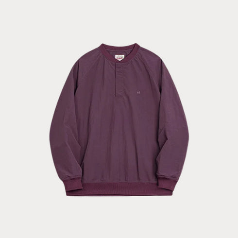 Vintage Red Baseball Collar Sweatshirt – Loose Pullover for Spring & Fall